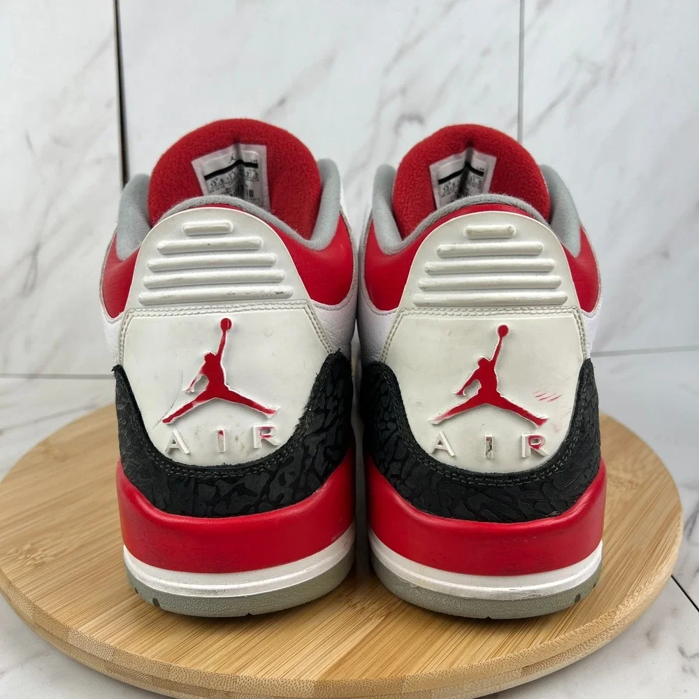 Nike Air Jordan 3 Retro Fire Red Mens Size 13.5 White Sneakers Shoes 136064-120